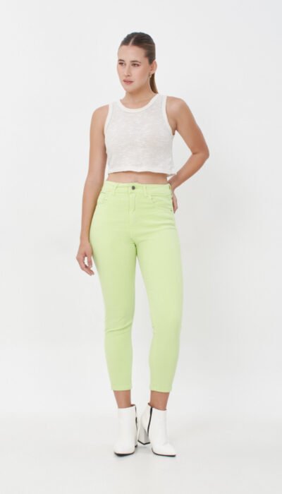 Pantalón Jean Chupin Copihue Verde Fluor