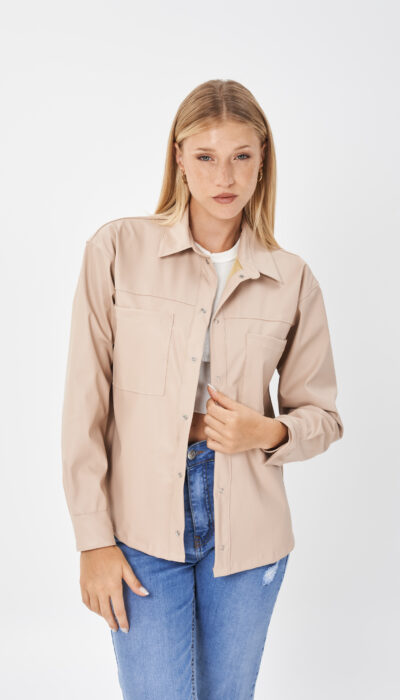 Camisa Cuero Pu Bona Beige