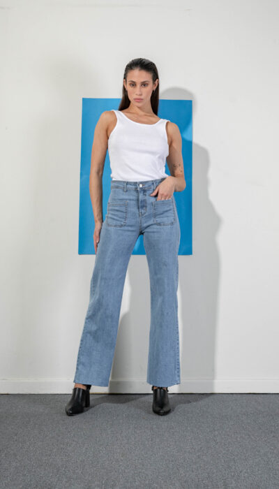 Pantalón Jean Recto Lana Celeste