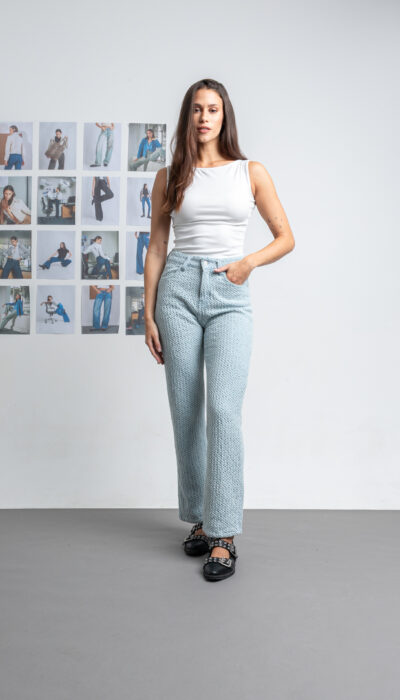Pantalón Denim Recto Sia Celeste