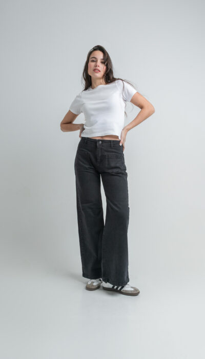 Pantalón Jean Recto Lana Negro