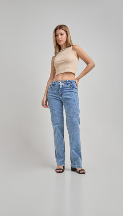 Pantalón Jean Confort Recto Elena Celeste