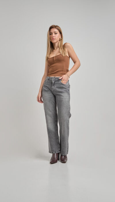 Pantalón Jean Recto Clásico Natalia Gris