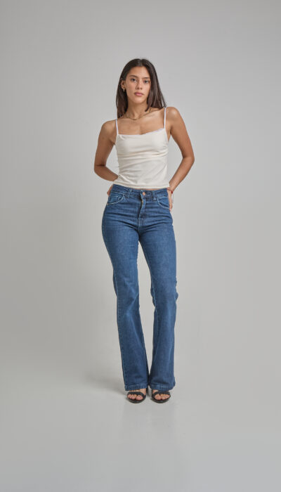 Pantalón Jean Flare Cher 5 Azul Oscuro