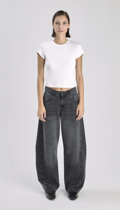 Pantalón Jean Balloon Santiago Negro Gastado