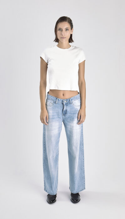 Pantalón Jean Wide Leg Fito Celeste