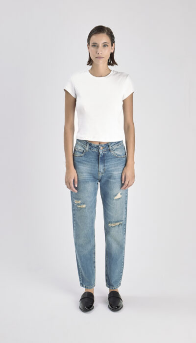 Pantalón Jean Momfit Cerati 5 Azul