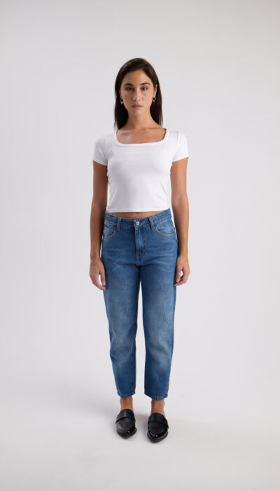 Pantalón Jean Momfit Dalla Azul