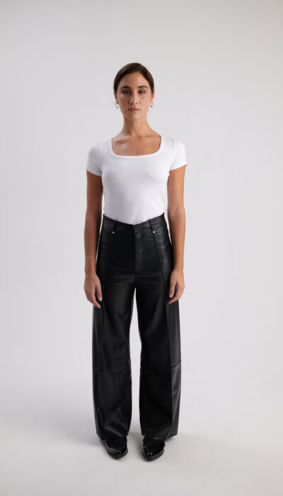 Pantalón Wide Leg Engomado Alemania Negro