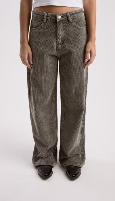 Pantalón Clásico Wide Leg Corderoy Chile Gris