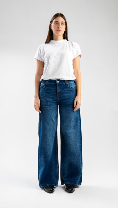 Pantalón Jean Wide Leg Bandalo Azul Localizado