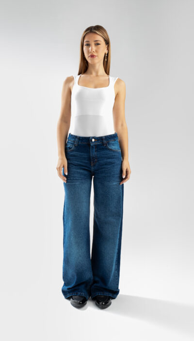 Pantalón Jean Wide Leg Bandalo Azul Localizado
