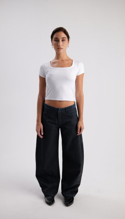 Pantalón Jean Engomado Ozzy Negro Azulado