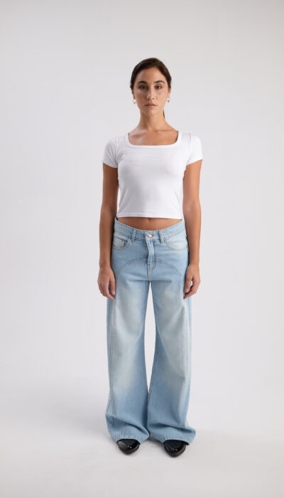Pantalón Jean Wide Leg Dread Celeste