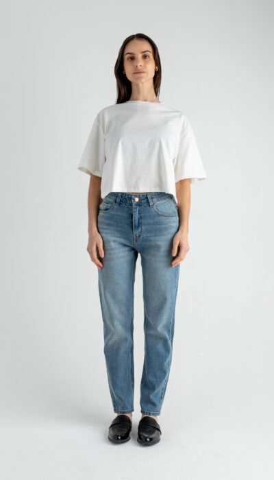 Pantalón Jean Momfit Cerati Azul Claro