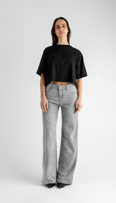 Pantalón Jean Wide Leg Bandalo Gris Clarito