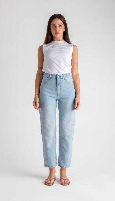 Pantalón Jean Momfit Elvira Celeste