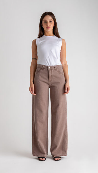 Pantalón Jean Wide Leg Irlanda Marrón