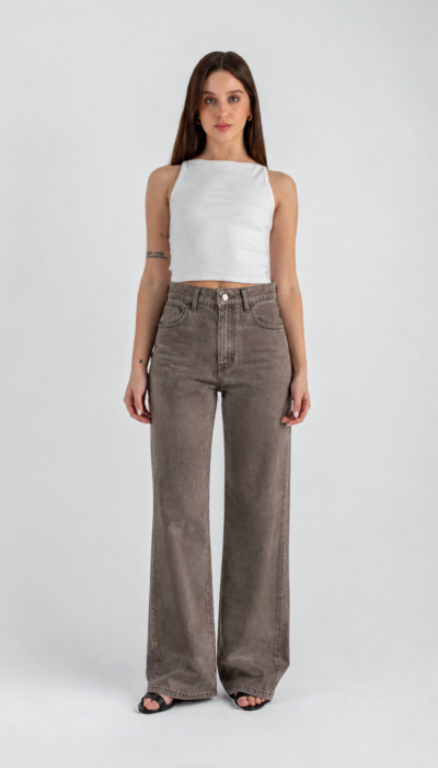 Pantalón Jean Wide Leg Irlanda Marrón